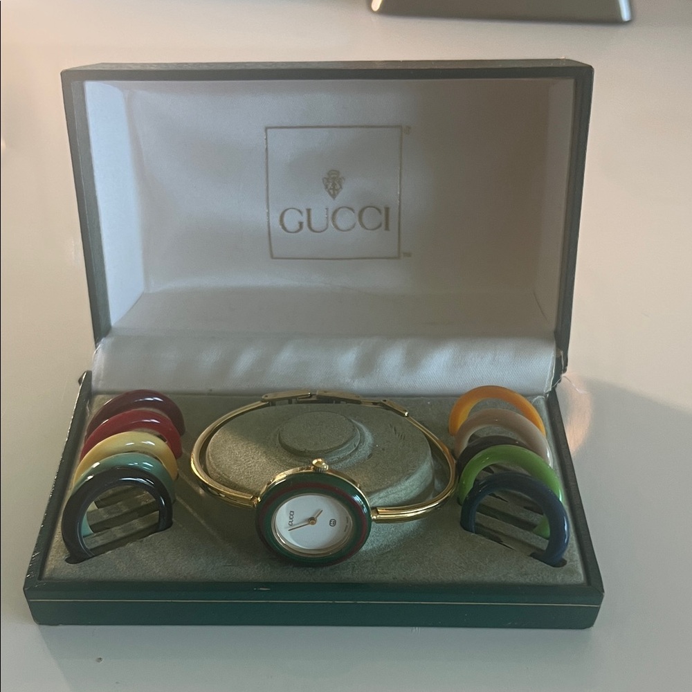 Gucci Gold Watch with Colorful Bezels